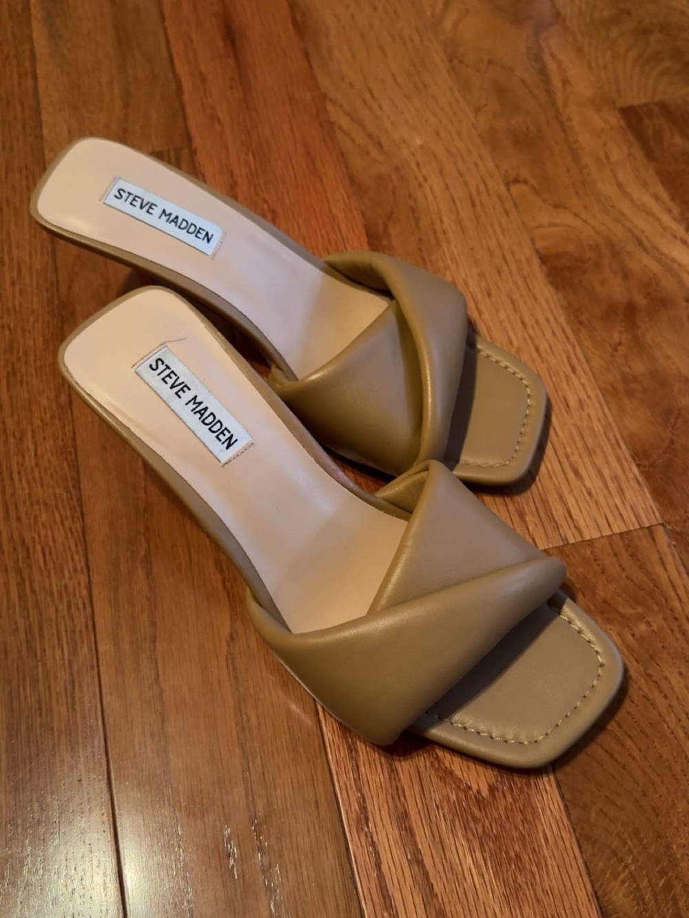 Steve Madden Olive Green Padded Slide Mules